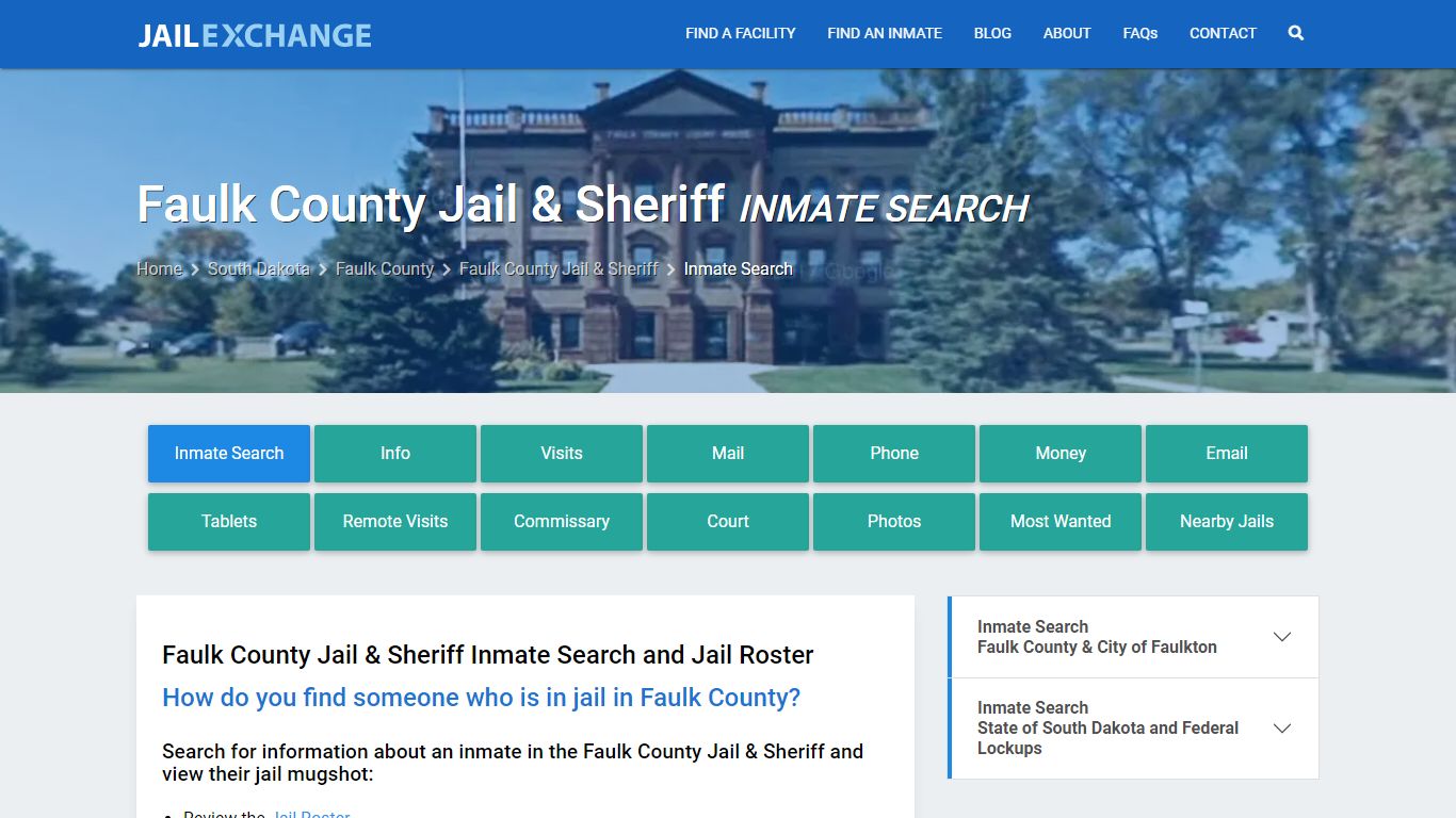 Inmate Search: Roster & Mugshots - Faulk County Jail & Sheriff, SD